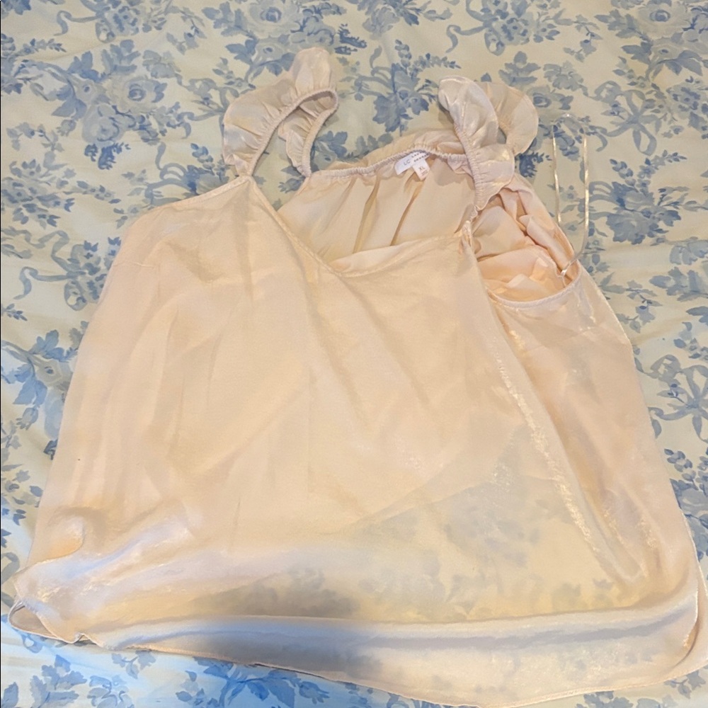 LC Lauren Conrad Peach Ruffle Sleeveless Top